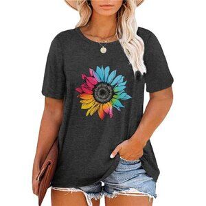 Women Plus Size T Shirts Short Sleeve Casual Graphic Tee Tops